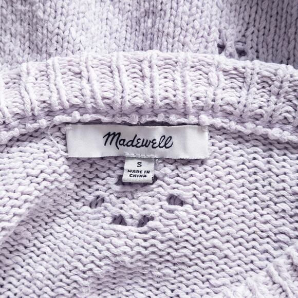 Madewell Women’s Lilac Pointelle Knit Sweater Cottagecore Coquette Cropped Sz S - Picture 6 of 7